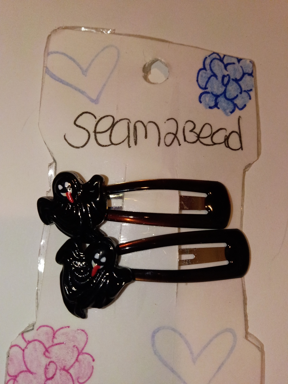 Black Smiley Ghost Kids Hair Clips - 2 Pack